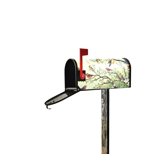 Image of Wamika Spring Flowers Magnetic Mailbox Covers Cherry Blossoms Birds Mailbox Cover Standard Size Full Magnet Garden Yard Porch Mail Boxes Cover Holiday Decorations 21 inch L x 18 inch W