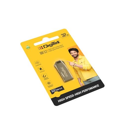 Image of Digitek (Dud 32G V3.2) USB 3.2 Flash Drive, 32GB Storage, High Speed Read & Write, Pen Drive, Magnetic, X-Ray & Temperature Resistant, Compatible with Windows & Mac OS