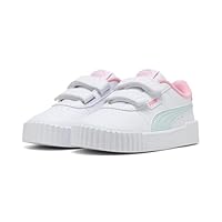 PUMA Kid's Carina 3.0 Velcro Sneaker , PUMA White/Sea Glass, 9 US Little Kid