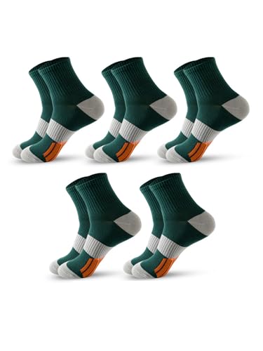 Mens Athletic Socks Compression Cushioned Crew basketball Socks 5 Pairs With Arch Support Sports Socks 6-12