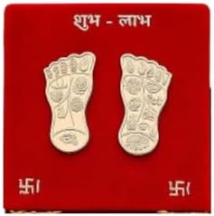 925siller Maa Lakshmi Ji Charan Paduka | Pure Silver Goddess Foot Prints for Diwali, Pooja, Dhanteras, Aarti & Temple | Religious, Blessings & Home Decor (Feet Weight-3.5Gm)