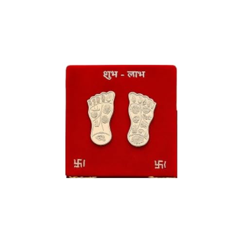 925siller Maa Lakshmi Ji Charan Paduka | Pure Silver Goddess Foot Prints for Diwali, Pooja, Dhanteras, Aarti & Temple | Religious, Blessings & Home Decor (Feet Weight-3.5Gm)