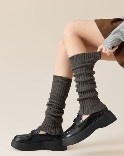 Image of Yawlsow Leg Warmers for Women Girls Y2k Knit Ruffle Leg Warmer Winter 80s with Sequins, Japanese Kawaii Harajuku Accessories