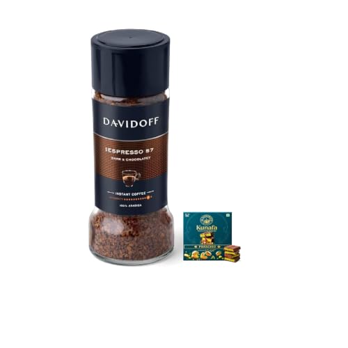 Image of Davidoff Espresso 57 Instant Coffee, 100% Arabica, Dark & Chocolatey 90g,Get Free KF Pistachio Chocolate Bar, 20g By Decadent Foods,(Imported-Switzerland)
