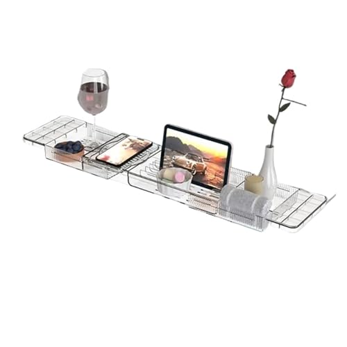 Bathtub Tray nizer - Multifunctional Glass Bath Caddy, Anti-Tip Design for Tablets & Accessories, Spacious Bathroom Storage for Relaxation & Home Use