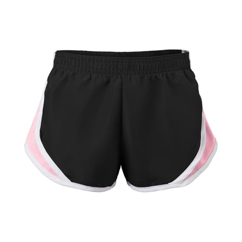 Soffe Women's Team Shorty Shorts, 3.25" Inseam, Black/Soft Pink, XL