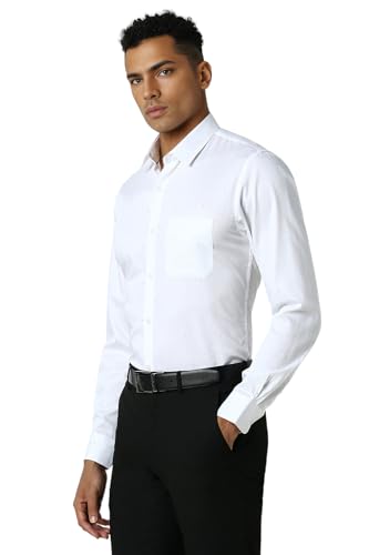Image of Peter England Men Cotton Solid Slim Fit Shirt