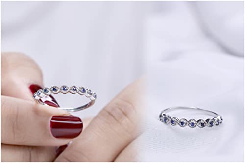 Dazzlingrock Collection Round Blue Sapphire Ladies Wedding Stackable Band Ring | 925 Sterling Silver, Size 7.5 #TOP3