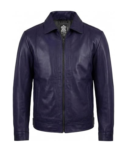 TRENDS GENESIS Vintage Leather Jacket - Lambskin Purple Leather Jackets Men - J.Wick Purple, XL