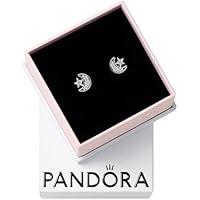 Pandora Moments Pendientes de botón con diseño de luna de plata