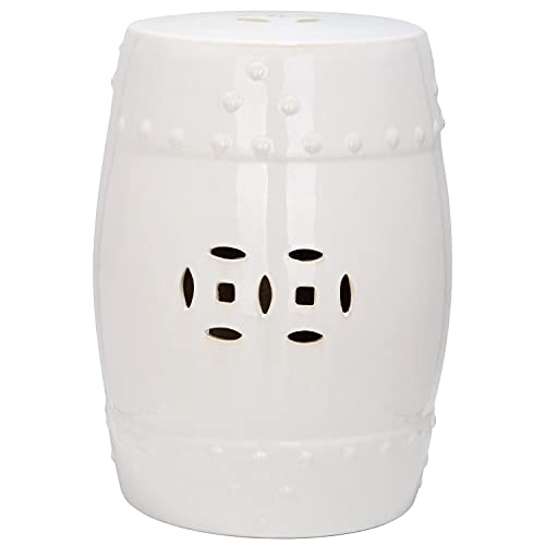 SAFAVIEH ACS4516B Modern Ming Ceramic Decorative Garden Stool, 0, Cream