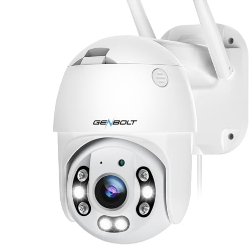 GENBOLT 防犯カメラ ワイヤレス 屋外 2.5K 自動追跡 監視カメラ Wi-Fi PTZ カラー暗視 400万画素 ネットワークカメラ AI人体検知 声光威嚇 双方向音声 スマホで見る 日本語対応 無線 IP66防水 音声付きマイクロSDカード録画 屋内 家庭用 見守りカメラ ペットカメラ 遠隔 留守番 LAN 子供 犬猫 【DC&PoE給電】