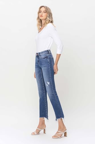 Flying Monkey - Mid Rise Distressed Hem Ankle Bootcut Jean - F50114