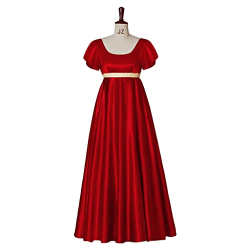 Gothden Robe régence vintage pour femme - Taille haute - Robe régence rétro avec ruban à volants et manches bouffantes, Rouge, XL – vue 4
