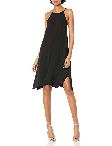 Halston Heritage Women's Sleeveless High Neck Flowy Cami Dress, Black, S