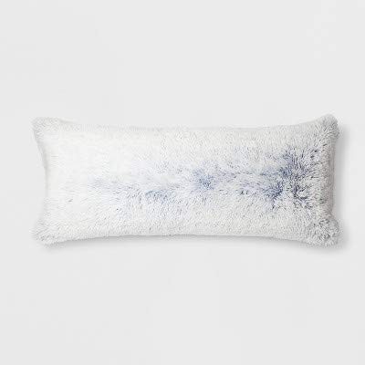 Room Essentials Faux Fur Textured Body Pillow Cover Pillowcase White and Blue (Fits 20 inches x 50 inches)