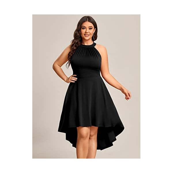Ever-Pretty-Womens-Summer-A-Line-Halter-Plus-Size-Sundresses-Causal-Cocktail-Dress-01782-PZ Ever-Pretty Sexy Knee Length Empire Waist A Line High Low Plus Size Graduation Dress Black L
