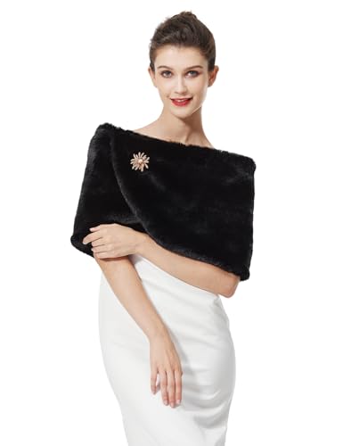 BEAUTELICATE Donna Pelliccia Sintetica Stola Elegante Coprispalle Scialle Winter per Abito da Sposa Matrimonio Invernale Cerimonia Sposa Damigella