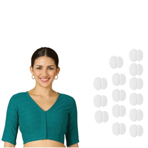 Image of Studio Shringaar Women Cotton Half Sleeve Madras Checks Saree Blouse with Stretchable Sides