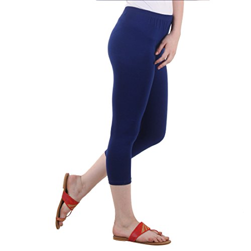 Image of DIAZ Women Cotton Stretchable Capri | Slim /Regular Fit | Breathable Yoga, Gym & Lounge Wear | High-Waist Stretchable 3 /4 Length Leggings with Wide Waistband - Pack of 1