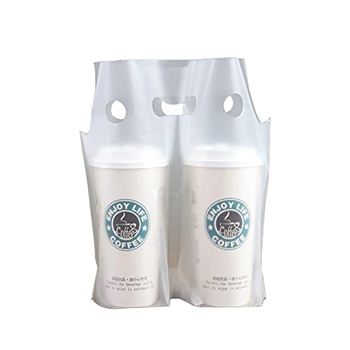 100PCS Disposable 2 Cup Drink Carrier Bags for Coffee Tea Juice Takeout