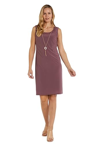 Image of R&M Richards Women's 2-Piece Knee Length Banded Hi-Lo Sequined Jacket Dress W /Detachable Necklace
