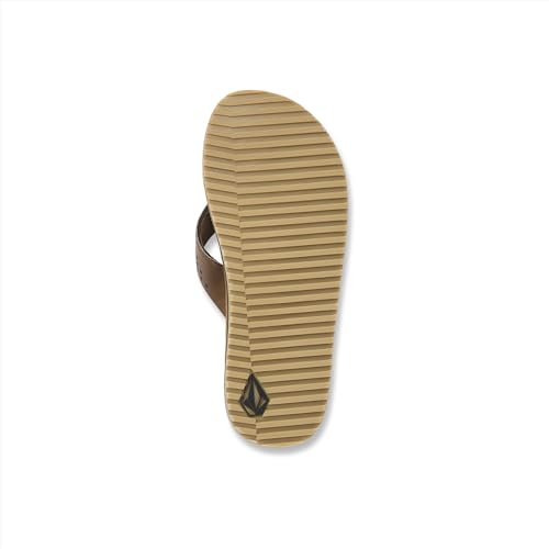 Image of Volcom Men's Recliner Sandals - Water-Friendly Flip Flops with Recliner Comfort Foam Footbed, Black Combo, 10