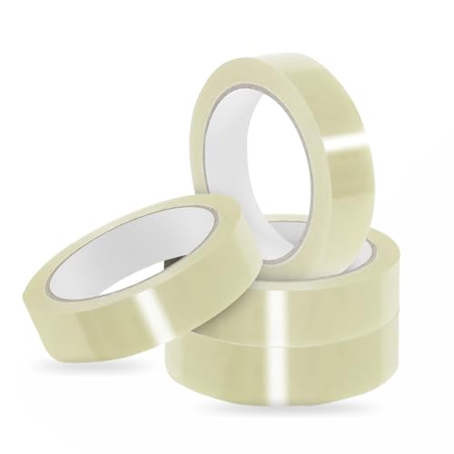 MA NASIR Packaging Tape Low Noise Strong Adhesive Sticky Secure Transparent Tape Carton Sealing Tapes Roll for Packing Box Moving Storage Boxes Secure Packaging Shipping 24mm X 25m (Pack of 4)
