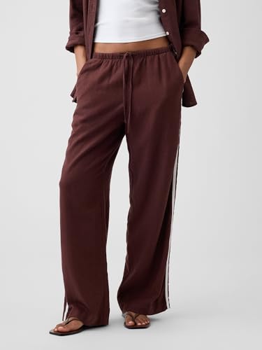 Image of Gap Womens Wide Leg Linen Pull on Pant