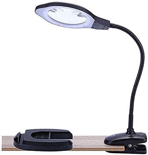 Vergrootglas Loep Vergrootglas met licht, 2x 4x Desktop Clamp-on 2 in 1 vergrootlamp, leesvergrootglas met standaard, daglicht Heldere led-verlichting Flexibele zwanenhals voor hobby's, ambachten