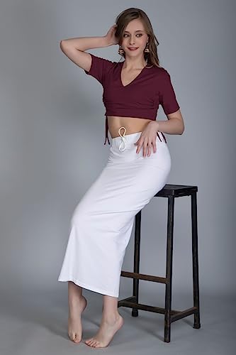 Image of THE BLAZZE B4048 Women's Cotton Plunge V Neck Half Sleeves Adjustable Drawstring Crop Top Readymade Saree Blouse for Women