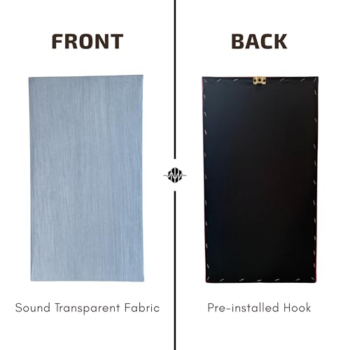 Image of Acoustic Rockwool Sound Absorption Panels 24 inch x 48 inch x 1.5 inch (Set of 2) | NRC 0.9 Noise Reduction Wall Panels | Rock Wool for Soundproofing Studio, Home & Office (Grey)