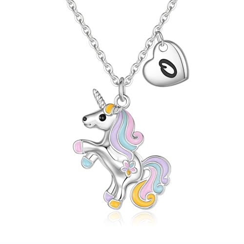 Unicorn Necklace Gifts for Girls - Colorful Initial Unicorn Necklace for Girls Teens Little Girl Jewelry Birthday Gifts