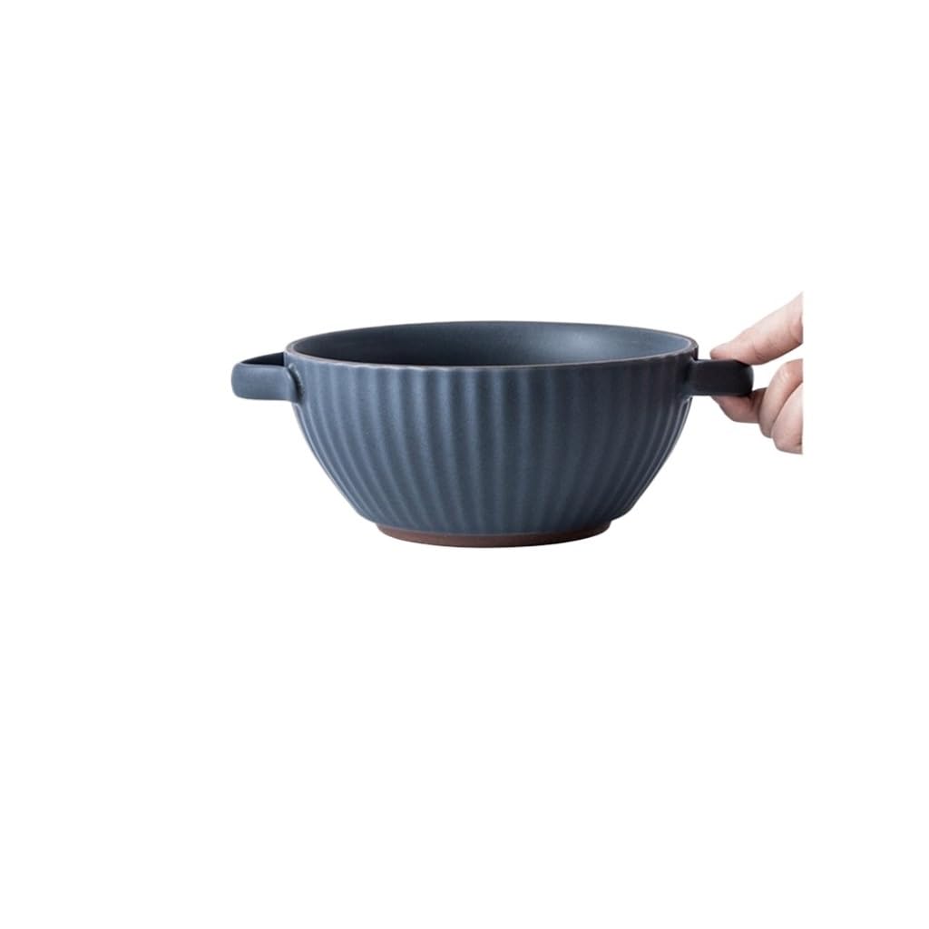 XYIANG Soup Bowl Ceramic Household Binaural Creative Soup Bowl Noodle Bowl Large Bowl Noodle Bowl Deep Bowls (2 One Size)