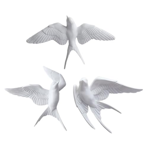 Décoration murale oiseau 3D Mikikit lot de 3 pour habiller un mur vide de salon ou d'entrée