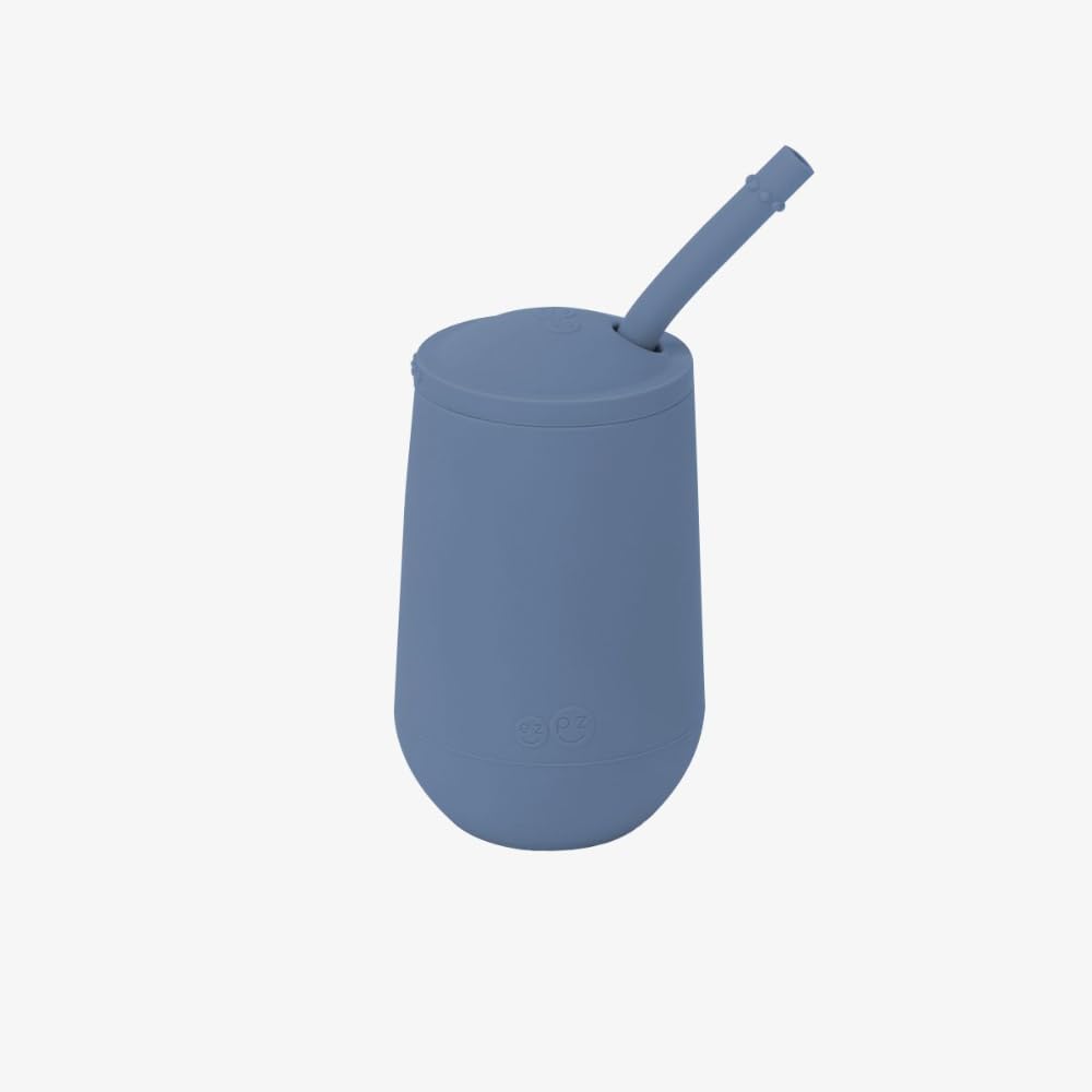 ezpz Happy Cup + Straw Training System - 100% Silicone Training Cup for Toddlers + Preschoolers + Kids - Designed by Pediatric Feeding Specialist - Non-Slip, Tactile Bumps - 237ml - 24 Months+(Indigo)-image-30