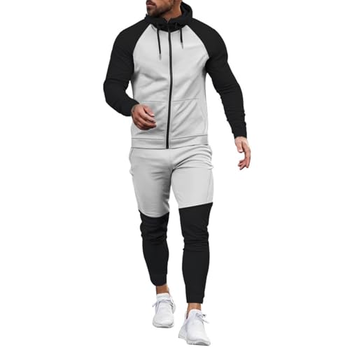 Plus Size Suit per gli uomini Tuta da uomo di corrispondenza di colore con cappuccio Pantaloni Suit Suit Adulto Uomini, Rosso, XXL