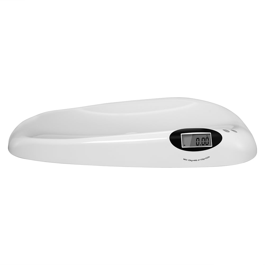 BAKAJI Bilancia Elettronica Pesa Bambini Neonati con Display Digitale LCD, Peso Massimo 20 kg Minimo 10 g, Funzione Tara, Pesapersone di Precisione Multifunzione, 62 x 35 x 8.5 cm Bianco