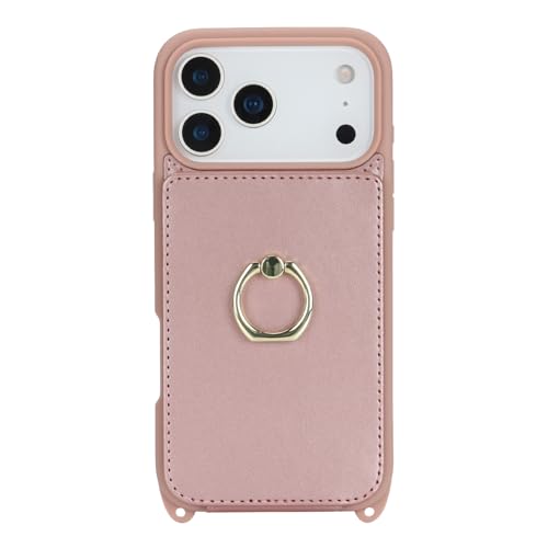 Lipvina for iPhone 17 Pro Max Case with Card Holder and Strap for Women,Crossbody Lanyard,RFID Blocking,Ring Stand,Snap Clasp,Cute Phone Wallet Cases 6.9 inch (Rose Gold) by Lipvina - Image 8