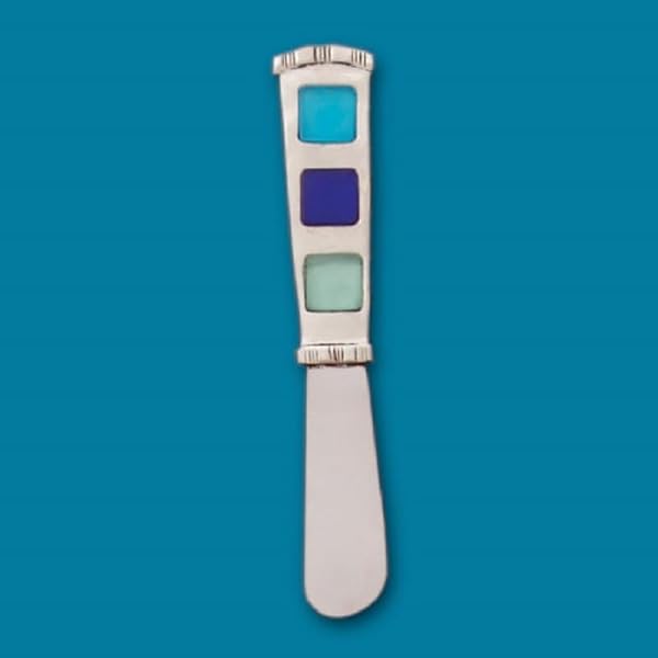 Basic Spirit Butter Spreader Knife Seaview Seaglass Pate, Blues, 4.5 Inch Length, Soft Cheese Kitchen Gadgets by Basic Spirit - Used condition - US$14.96