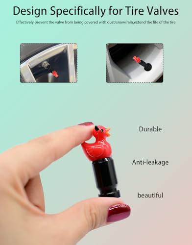 4-Pack Red Devil Duck Valve Stem Caps for Schrader Valves, Glossy Finish, Durable Metal Base, Fun Car, Bike & SUV Tire Accessories, Auto Tire Decoration for Enthusiasts
