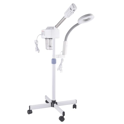 Facial Steamer with Magnifying Lamp with Hot Mist Ozone Function, Face Steamer for Home and Salon Spa Use, 360° Rotatable Nozzle & Adjustable Height