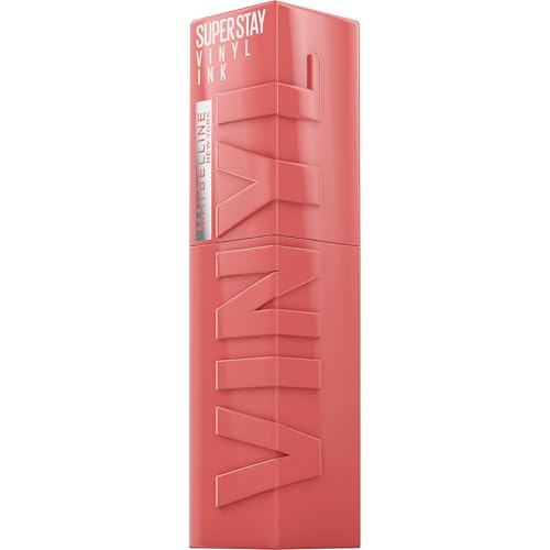 Maybelline New York Superstay Vinyl Ink, Pintalabios Efecto Vinilo, Vinilo Fijo, Larga Duración, Tono 100 Charmed