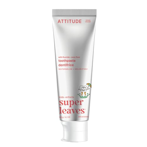 Attitude Toothpaste with Fluoride Prevents Tooth Decay and Cavities Vegan Cruelty-Free and Sugar-Free Watermelon 4.2 Oz