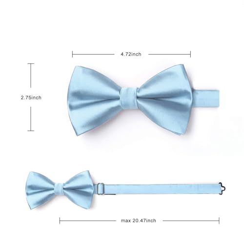 Image of HISDERN Bow Ties for Men Solid Color Pre-Tie Bow Tie and Pocket Square Set Classic Formal Tuxedo Bowties for Wedding Party