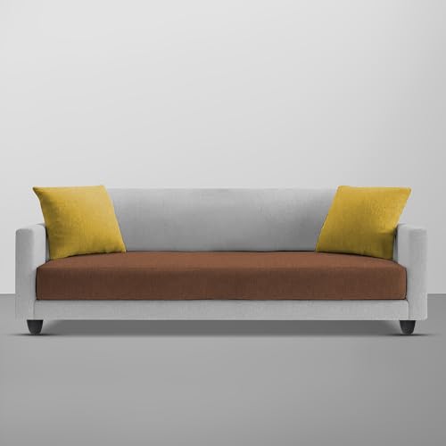 Image of Casaliving Dominic 3 Seater Sofa Set for Living Room (Brown Grey Fabric) Premium Fabric Sofa