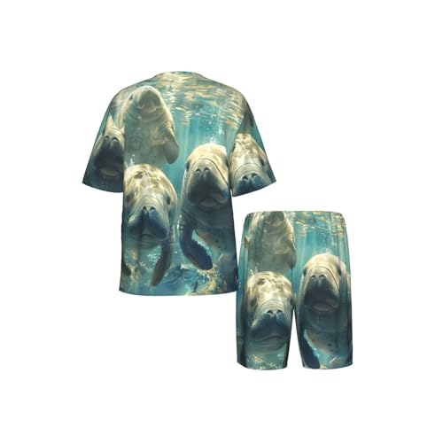Pyjama 2 pièces homme léger et respirant Manatee imprimé animaux - 6