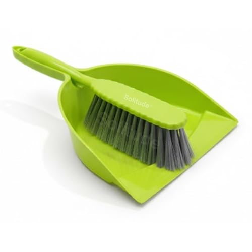 Image of Solitude Dustpan with Multi-Purpose Dusting Brush, Dust Pan and Brush Set for Cleaning Combo Portable & Easy to Store