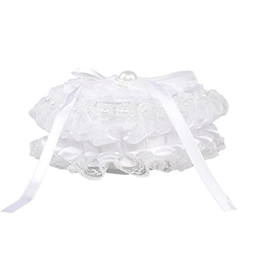 Romantic Heart Shaped Wedding Ring Bearer Box Wedding Ring Holder Lace Pearl Flower Elegant Ring Bearer Pillow for Wedding Ceremony Engagement Proposal Ring Holder - Thumbnail 6