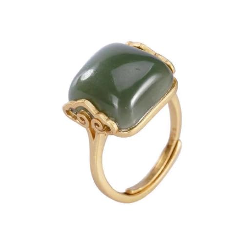 Bague Feng Shui jade hétien naturel bague antique or 18 carats lady